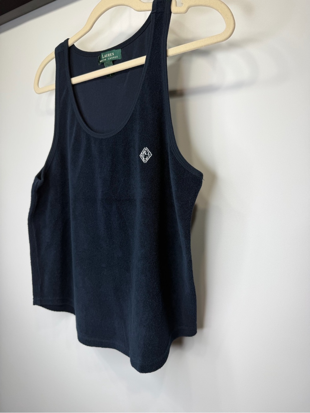 Lauren Ralph Lauren Navy Terry Cloth Tank Top Size Large - Picture 3 of 11